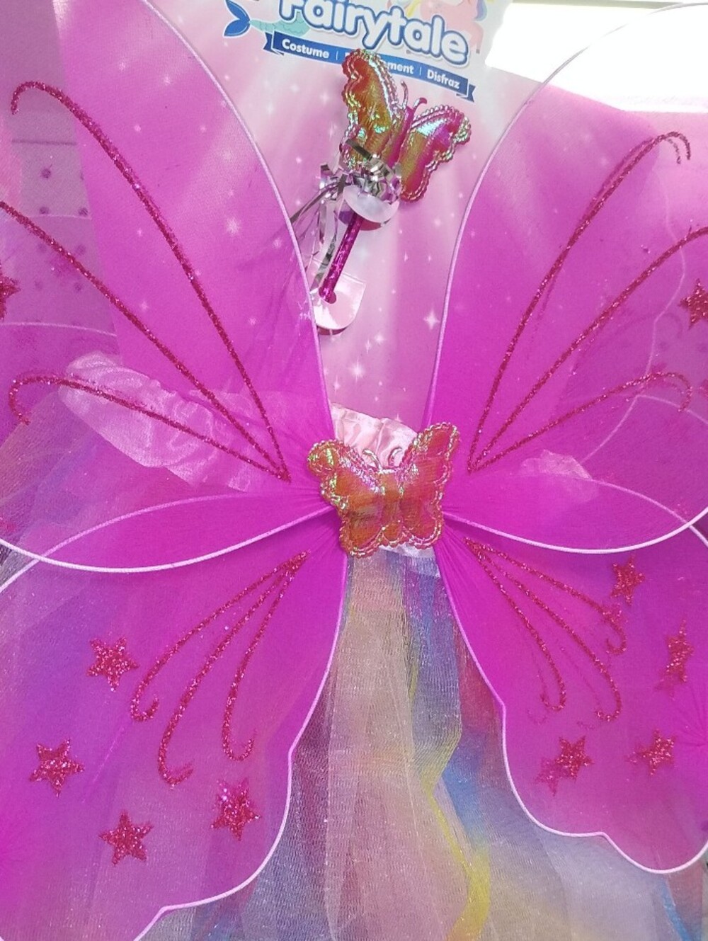 Pink Tutu Butterfly Wings Costume Set with Wand